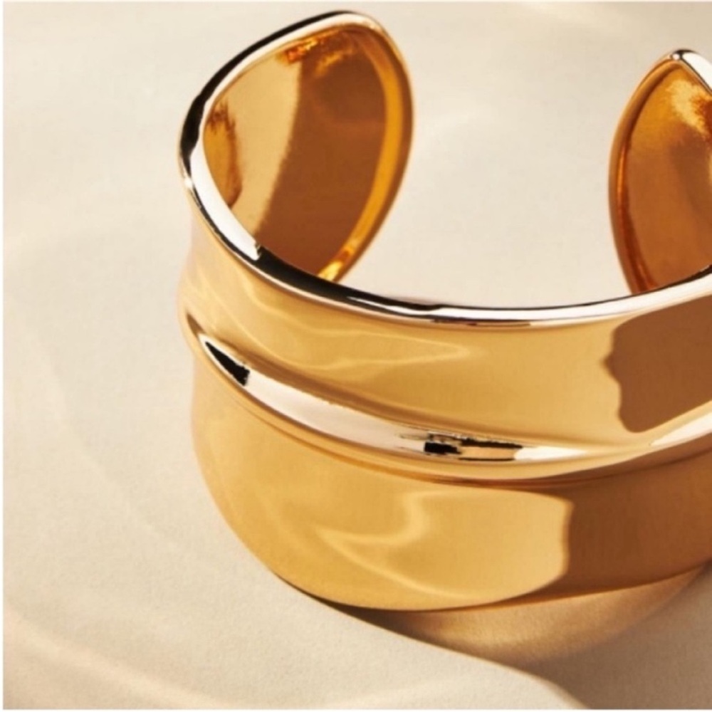 Anthropologie Gold Thick Cuff Bracelet NWOT